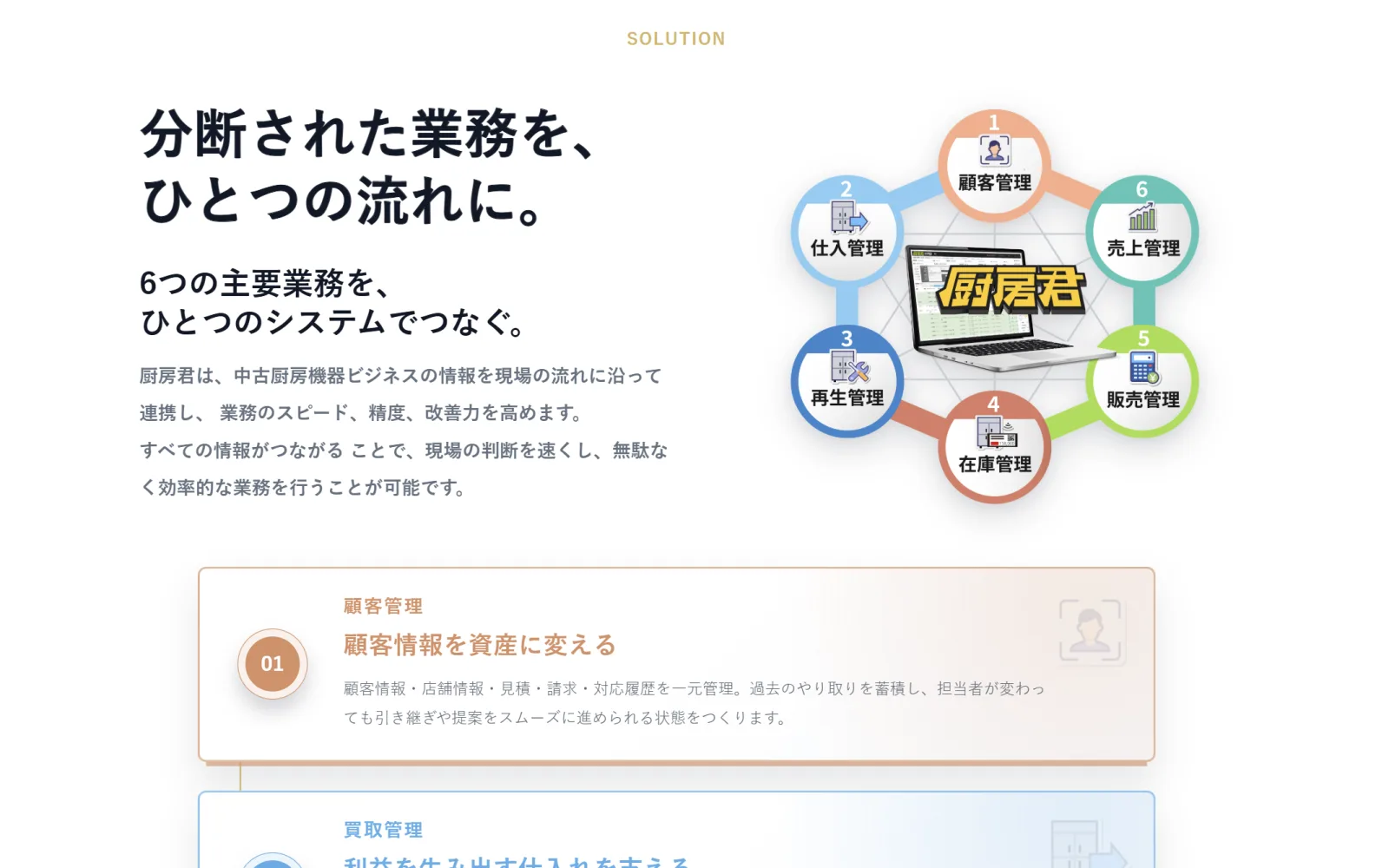 製品の特長を説明するセクション